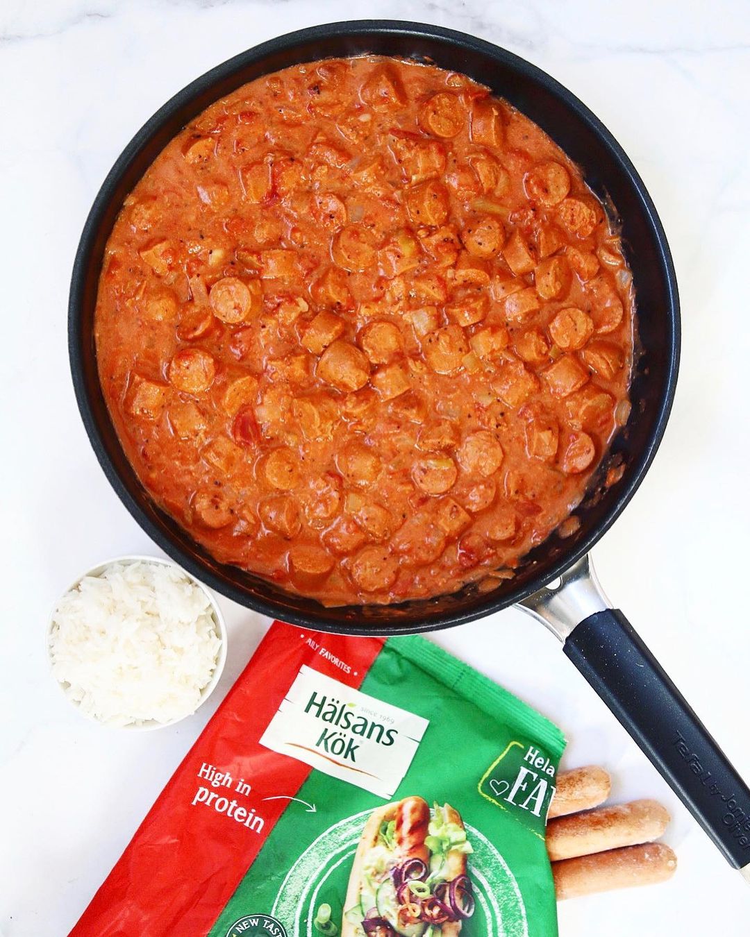 Vegan Sausage Stew with Tomato and Cream