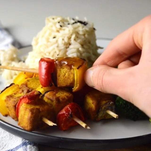 Vegan Tofu Tikka Skewers