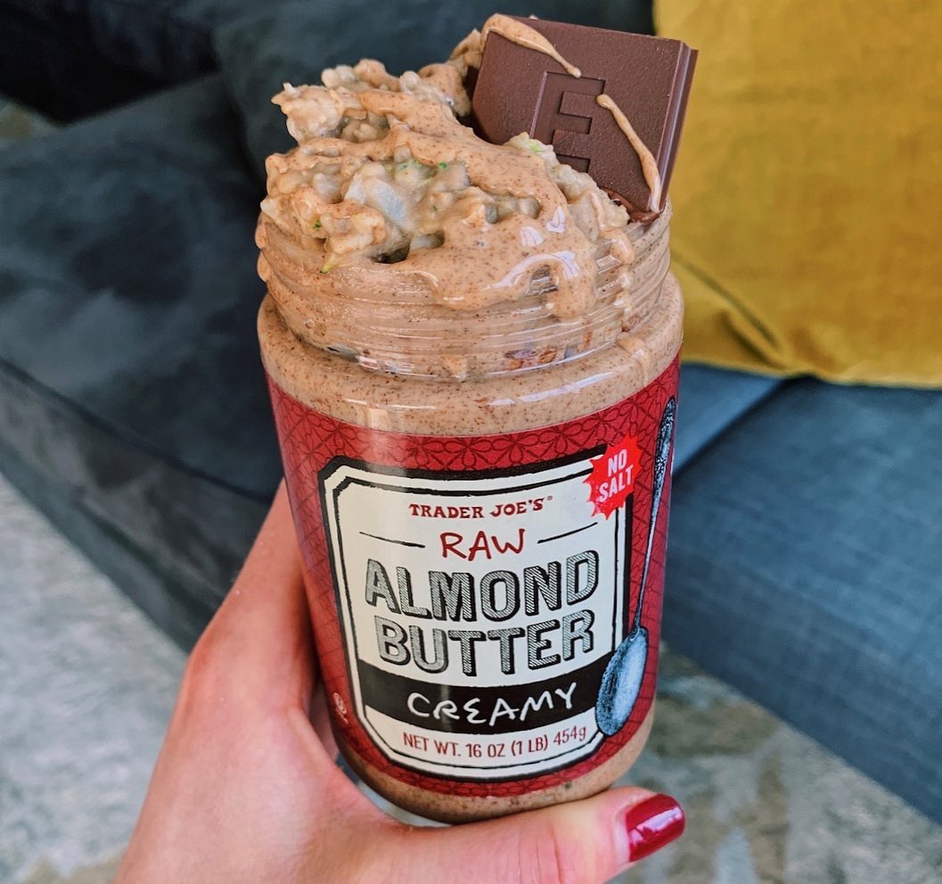 Peanut Butter Cup Protein Oats with Almond Butter Topping