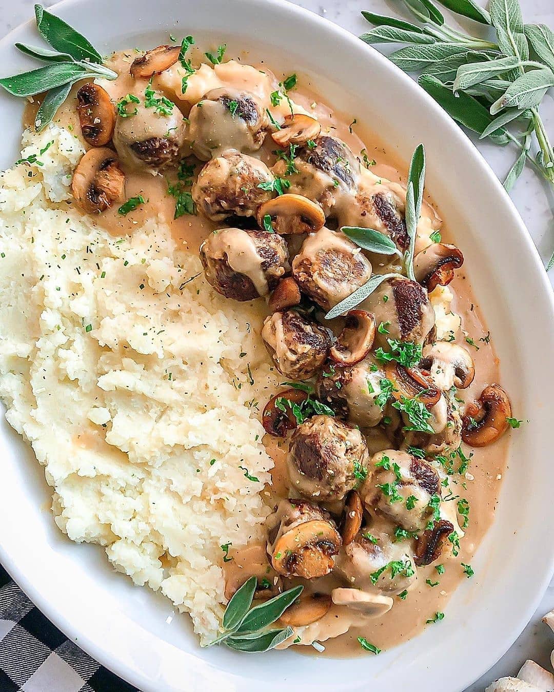 Vegan Lentil Meatballs with Mushrooms and Herbs