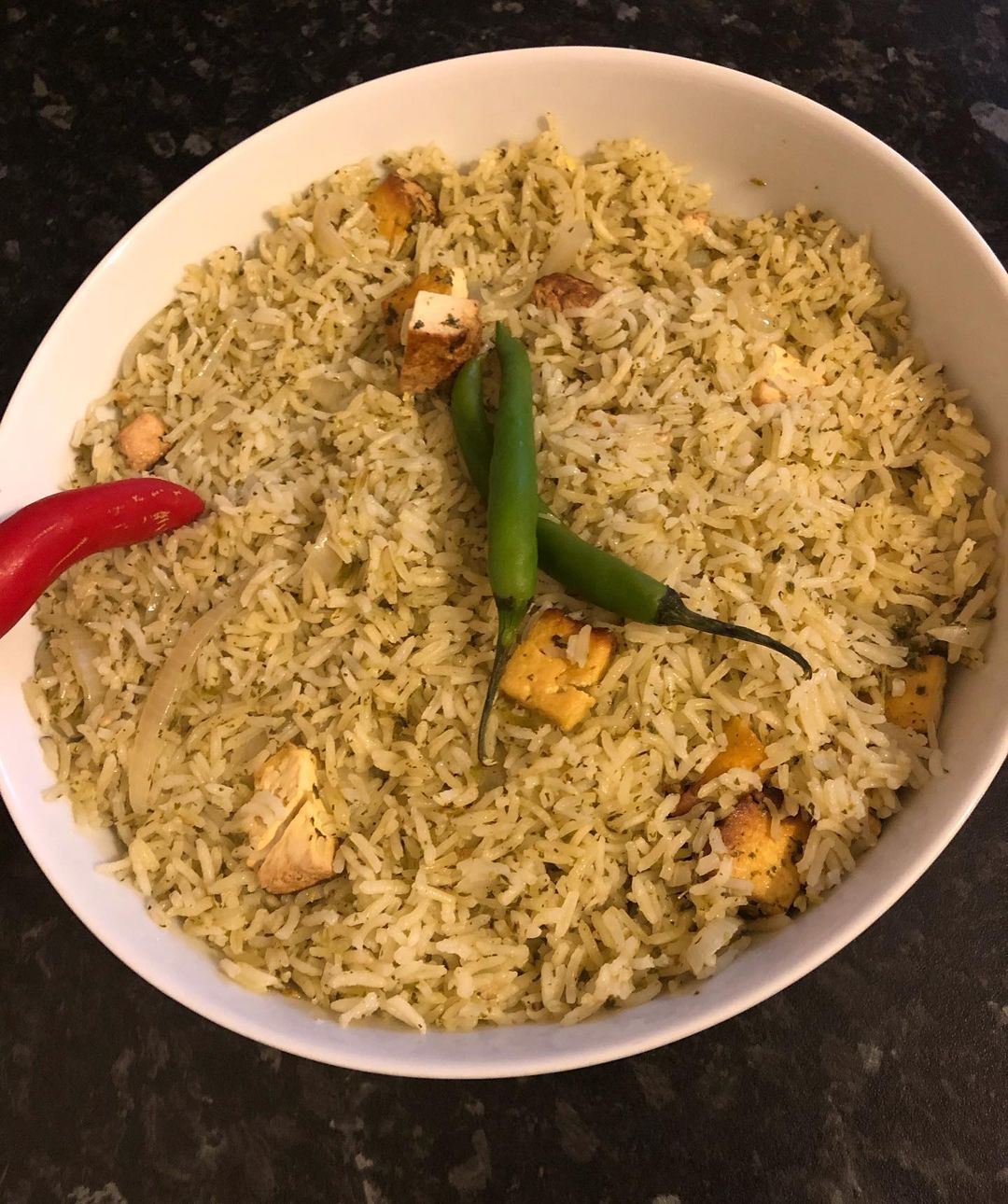 Herby Green Rice With Tofu