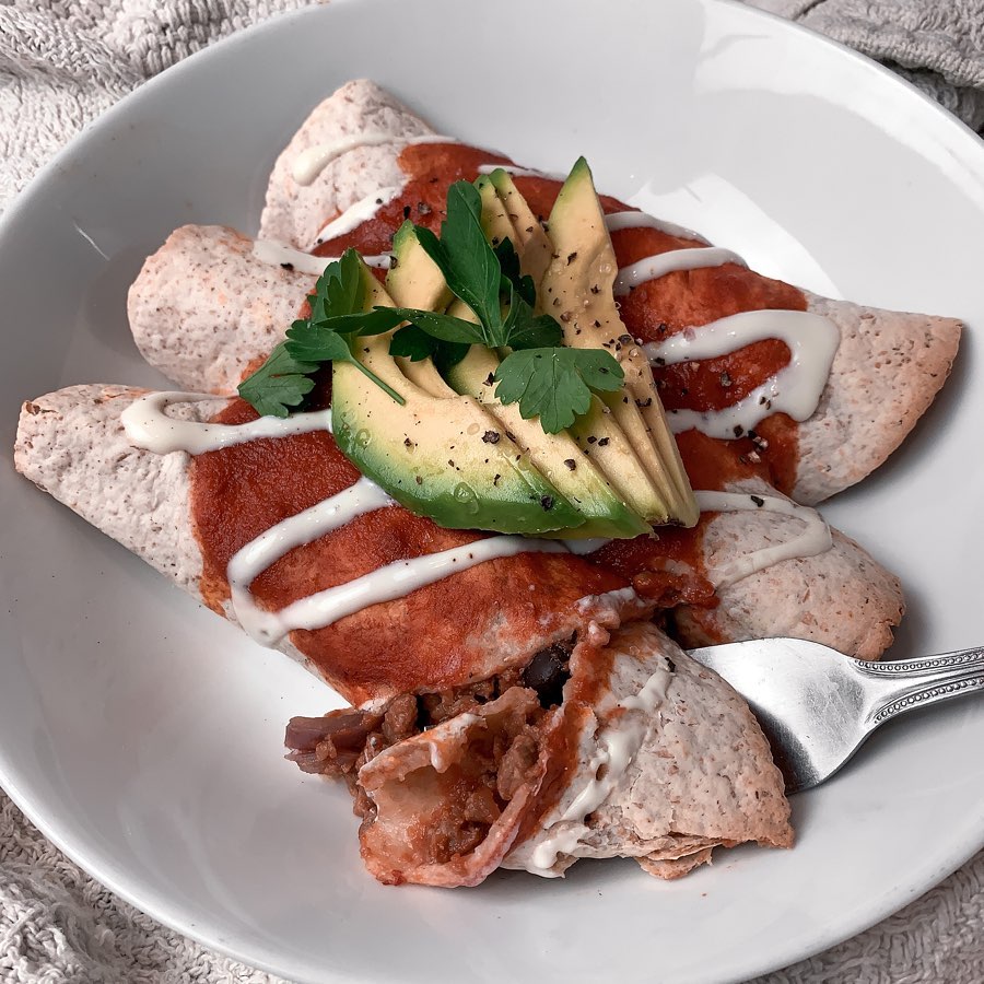 Homemade Vegan Enchiladas with Soy Filling