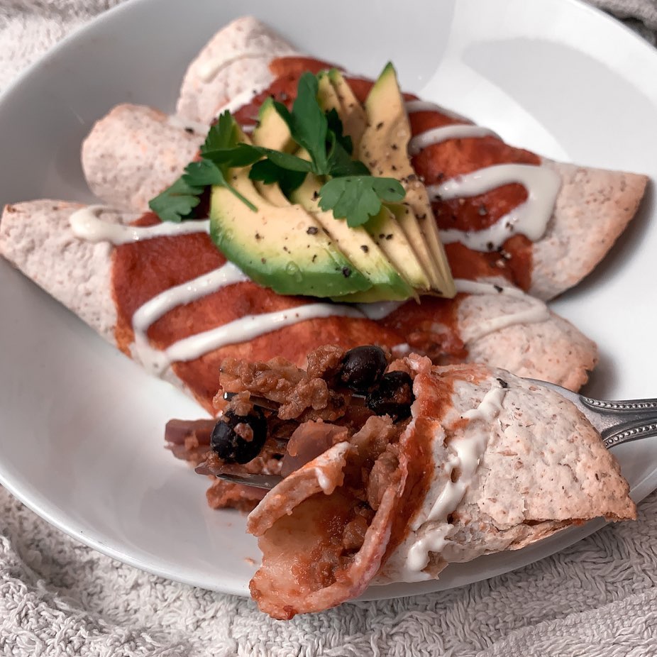 Homemade Vegan Enchiladas with Soy Filling