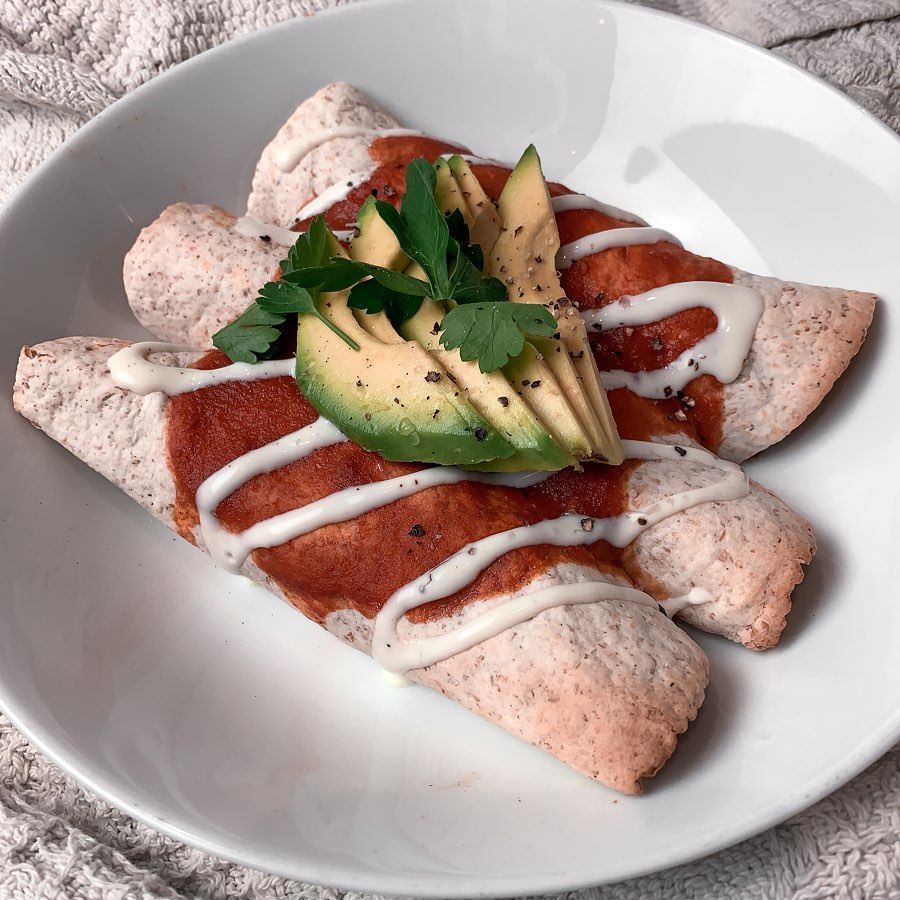 Homemade Vegan Enchiladas with Soy Filling