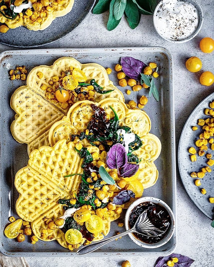 Savory Chickpea Waffles with Veggie Toppings