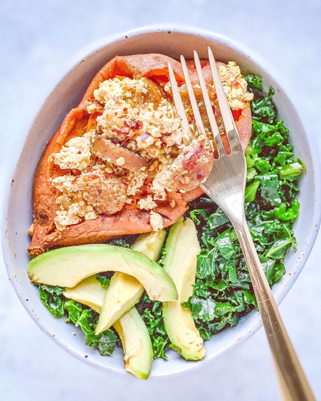 Tofu Scramble Stuffed Sweet Potatoes