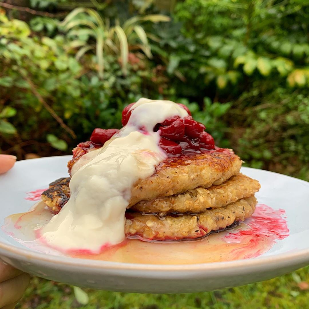 Cherry and Vanilla Oat Pancakes
