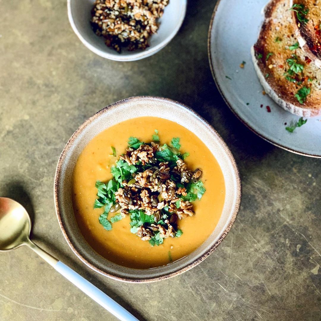 Roast Butternut and Coconut Soup with Seeds