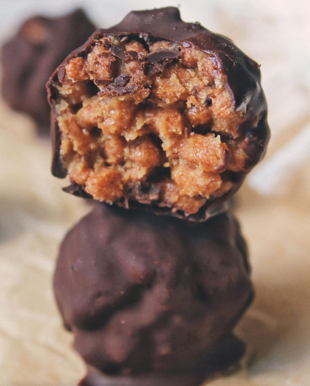 Four Ingredient Chocolate Peanut Butter Crunch Balls