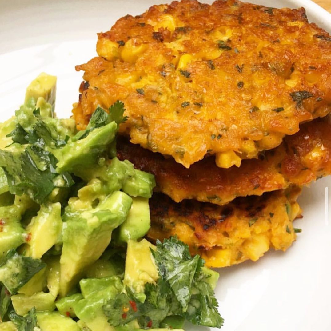 Sweetcorn Fritters with Guacamole Brunch