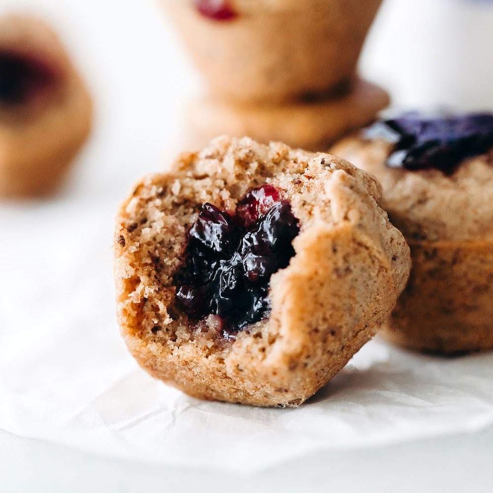Fluffy Almond Butter Jam Pancake Poppers