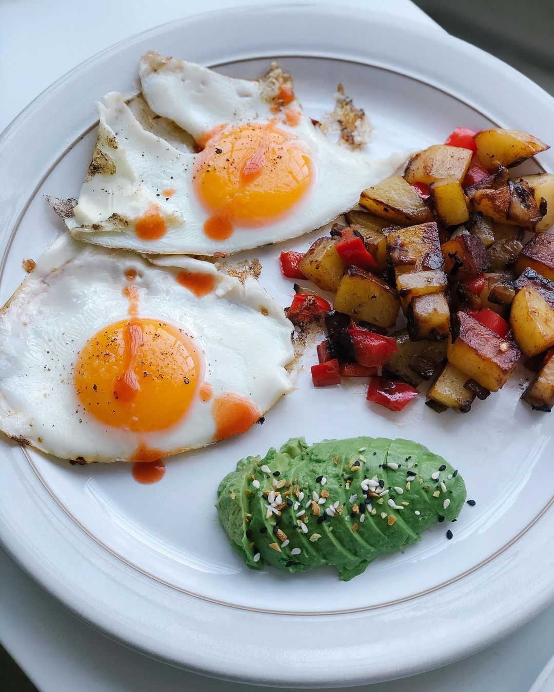 Crispy Potato Hash with Eggs and Avocado