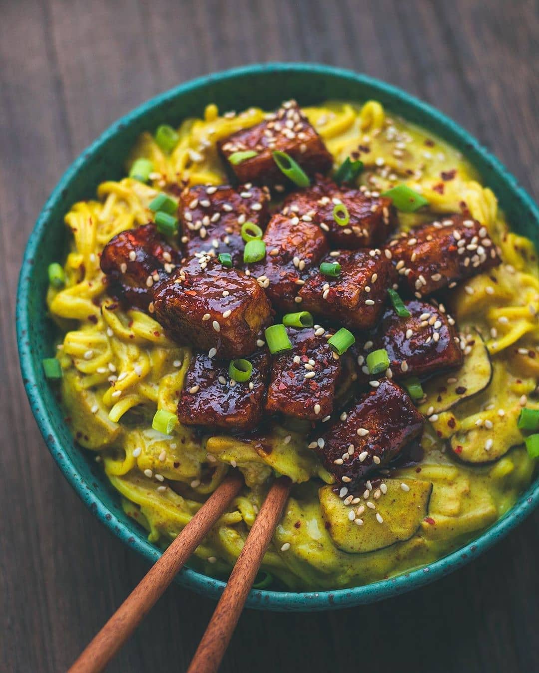 Coconut Curry Ramen with Sticky Tofu