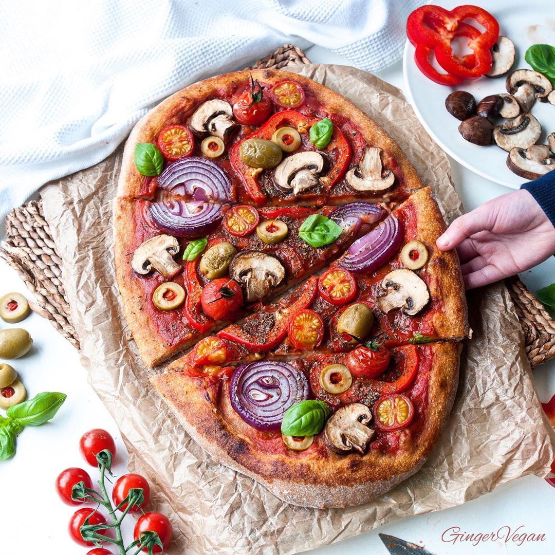 Homemade Vegan Pizza Dough with Toppings