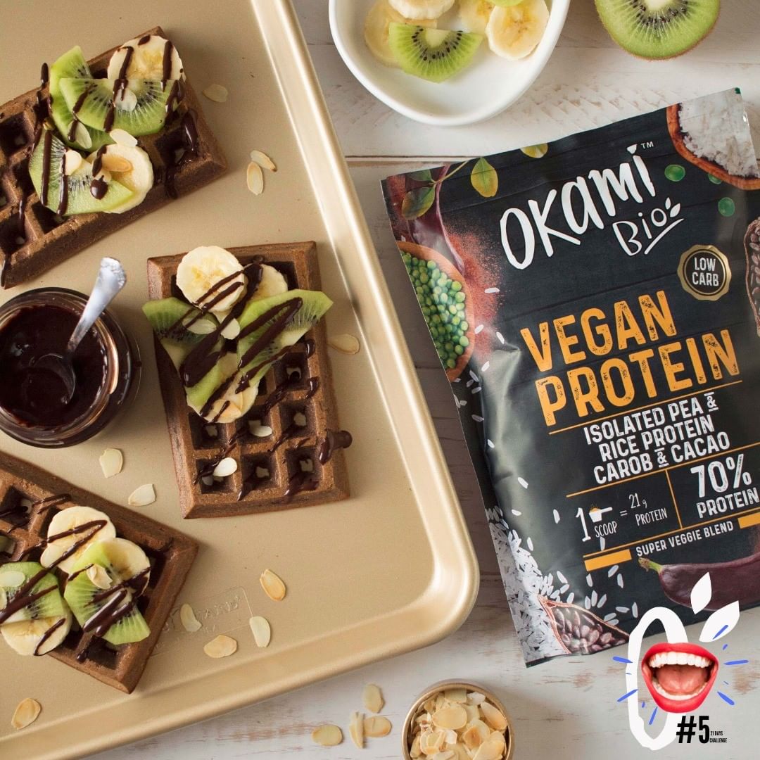 Vegan Cacao Protein Waffles