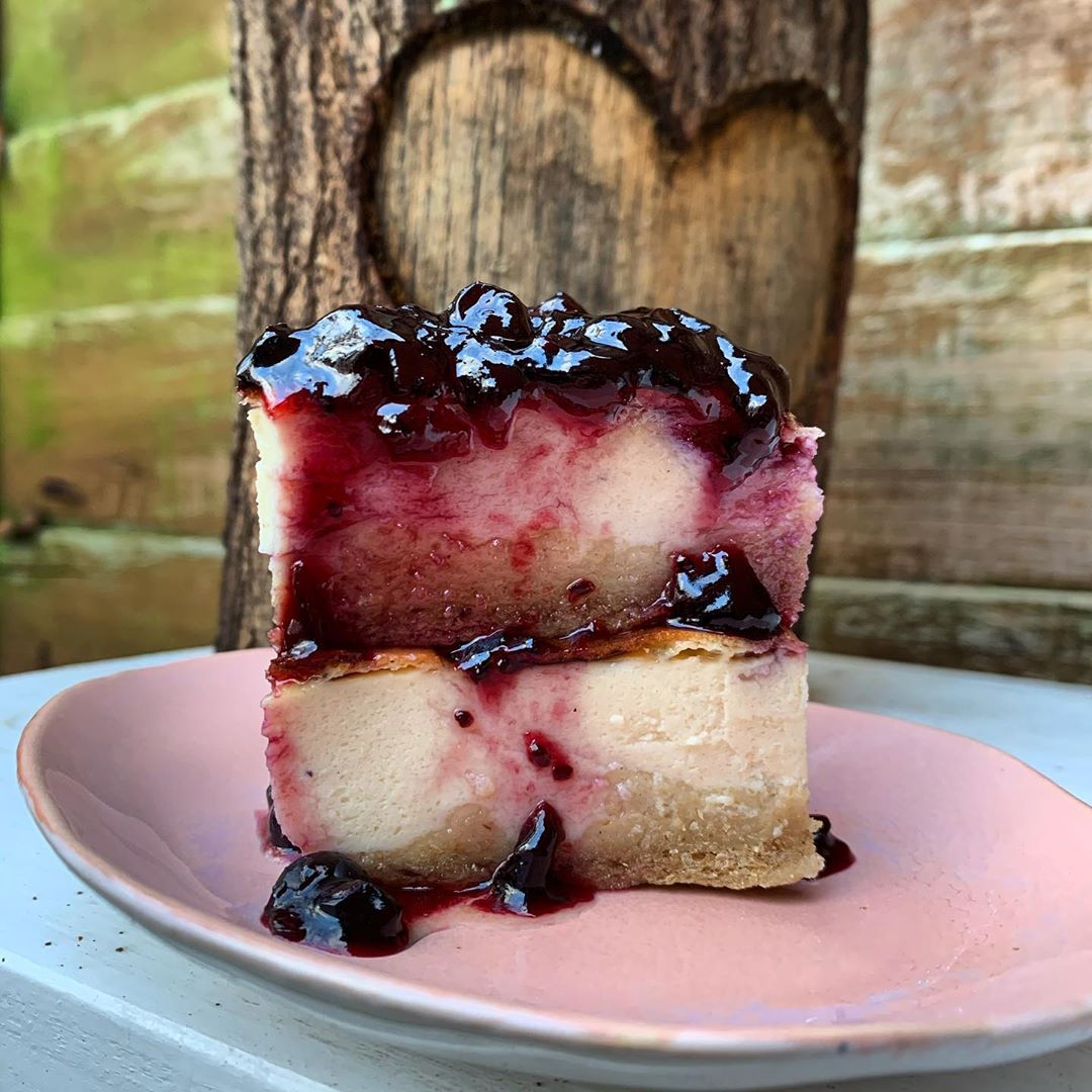 Homemade Blackcurrant Cheesecake with Silken Tofu