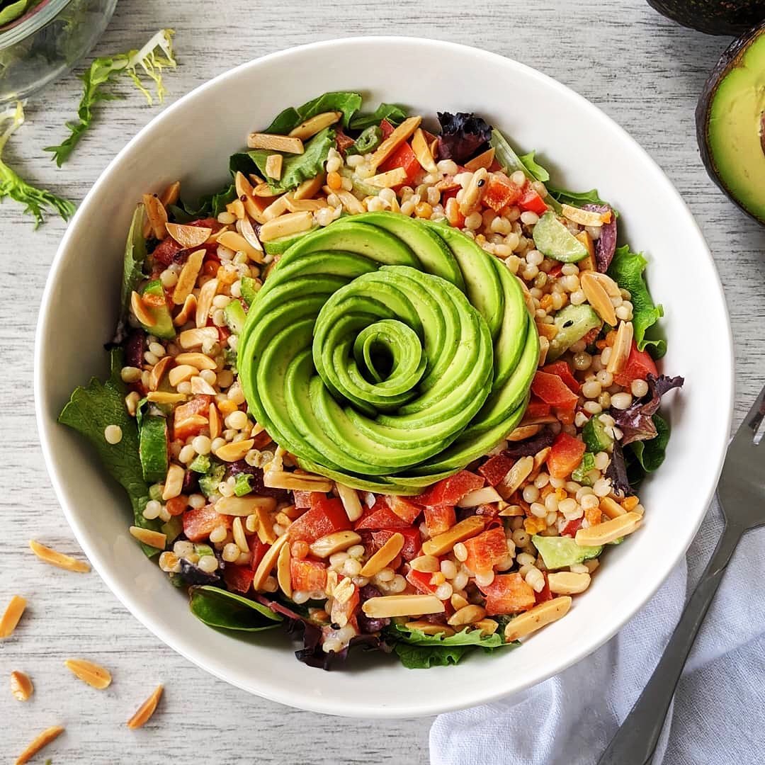 Avocado Rose Couscous Salad with Dressing