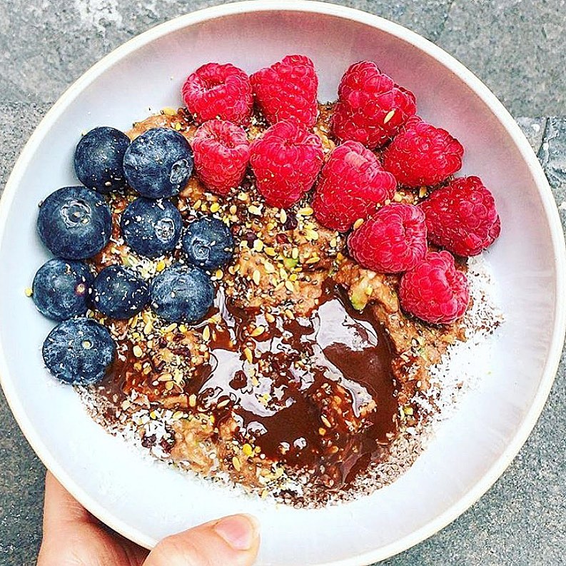 Messy Chocolate Oat Bowl Breakfast