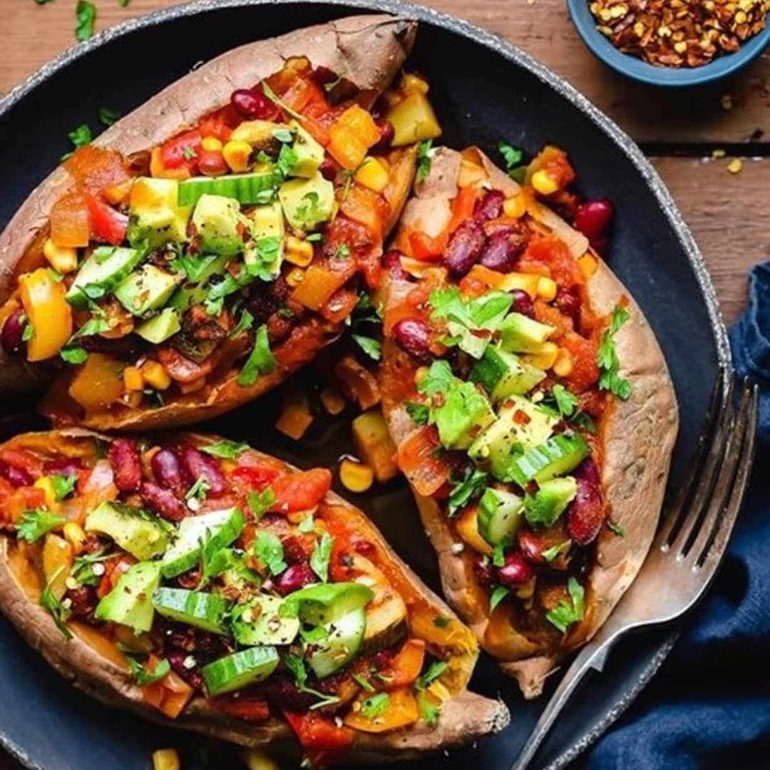 Chilli Stuffed Sweet Potatoes