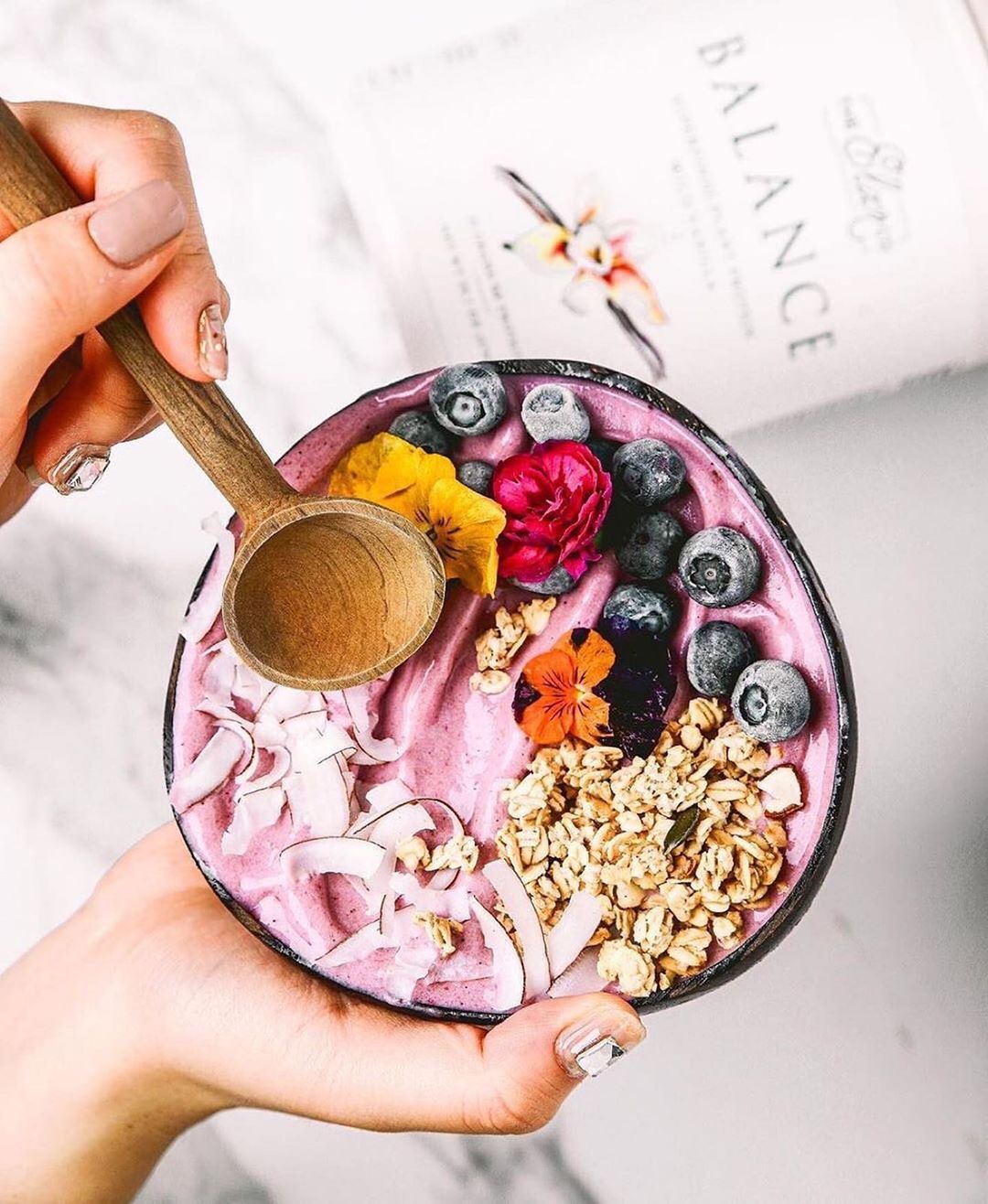 Homemade Pink Smoothie Bowl