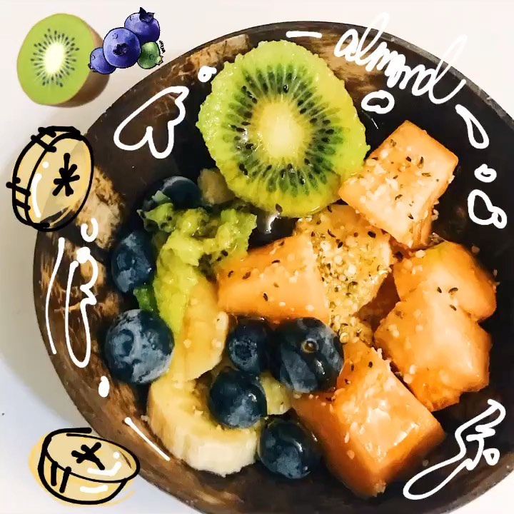 Fresh Fruit Bowl with Almond Milk