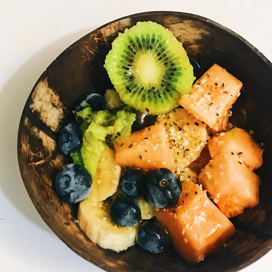 Fresh Fruit Bowl with Almond Milk