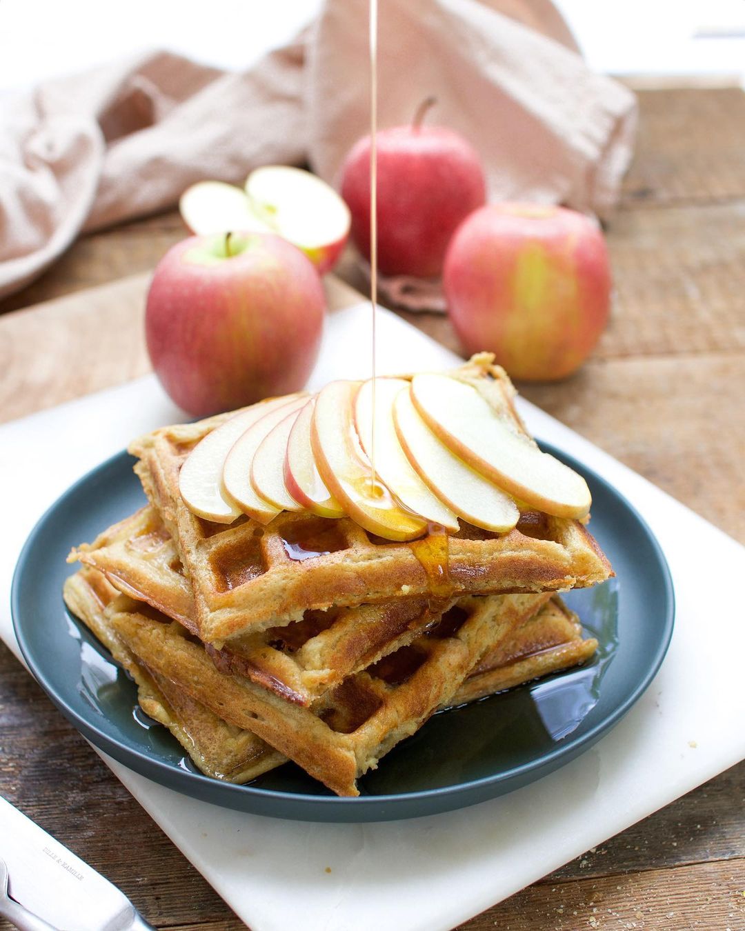 Pink Lady Apple and Vanilla Waffles