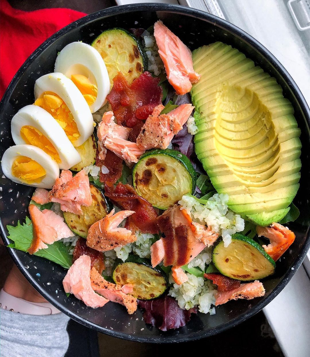 Salmon Salad with Bacon, Egg, and Avocado