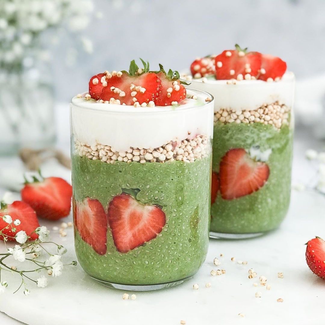 Matcha Chia Pudding with Toppings