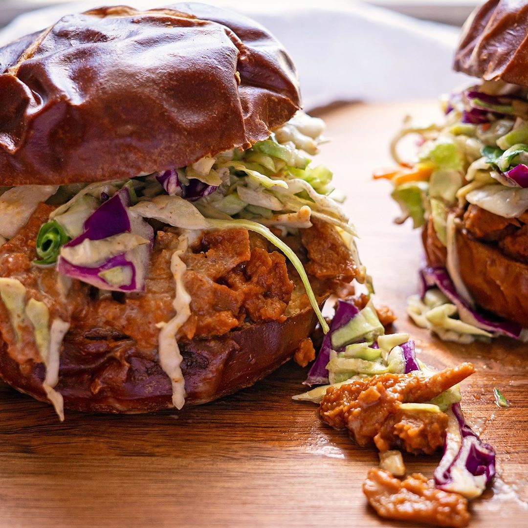 Pulled Pork on Pretzel with Honee Mustard Slaw