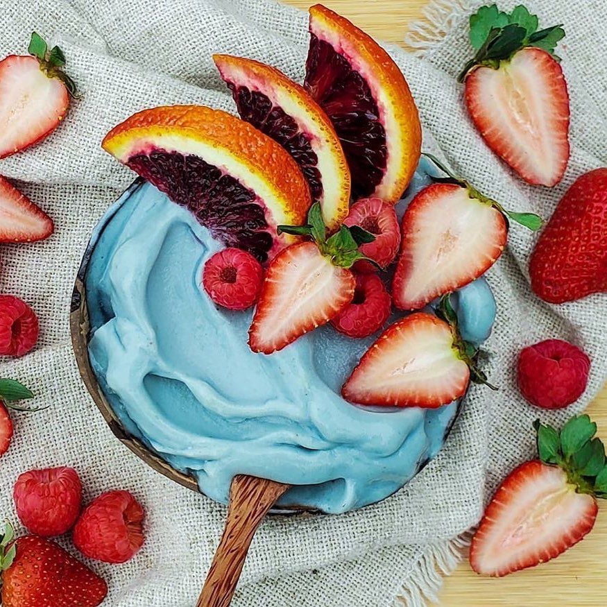 Blue Spirulina Pineapple Banana Smoothie Bowl