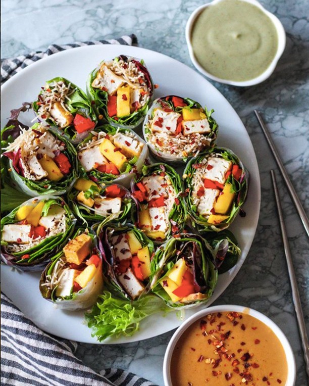 Fresh Vegan Spring Rolls with Lime Dressing