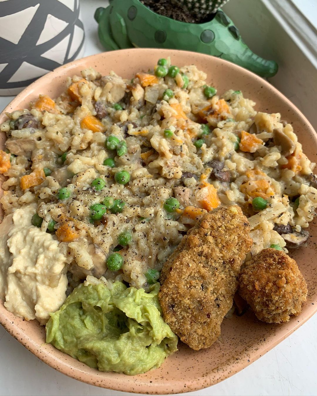 Vegan Butternut Squash Mushroom Pea Risotto
