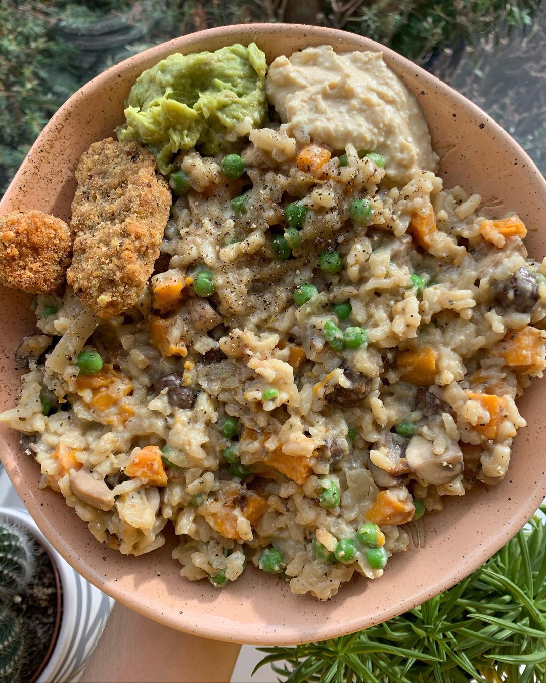 Vegan Butternut Squash Mushroom Pea Risotto