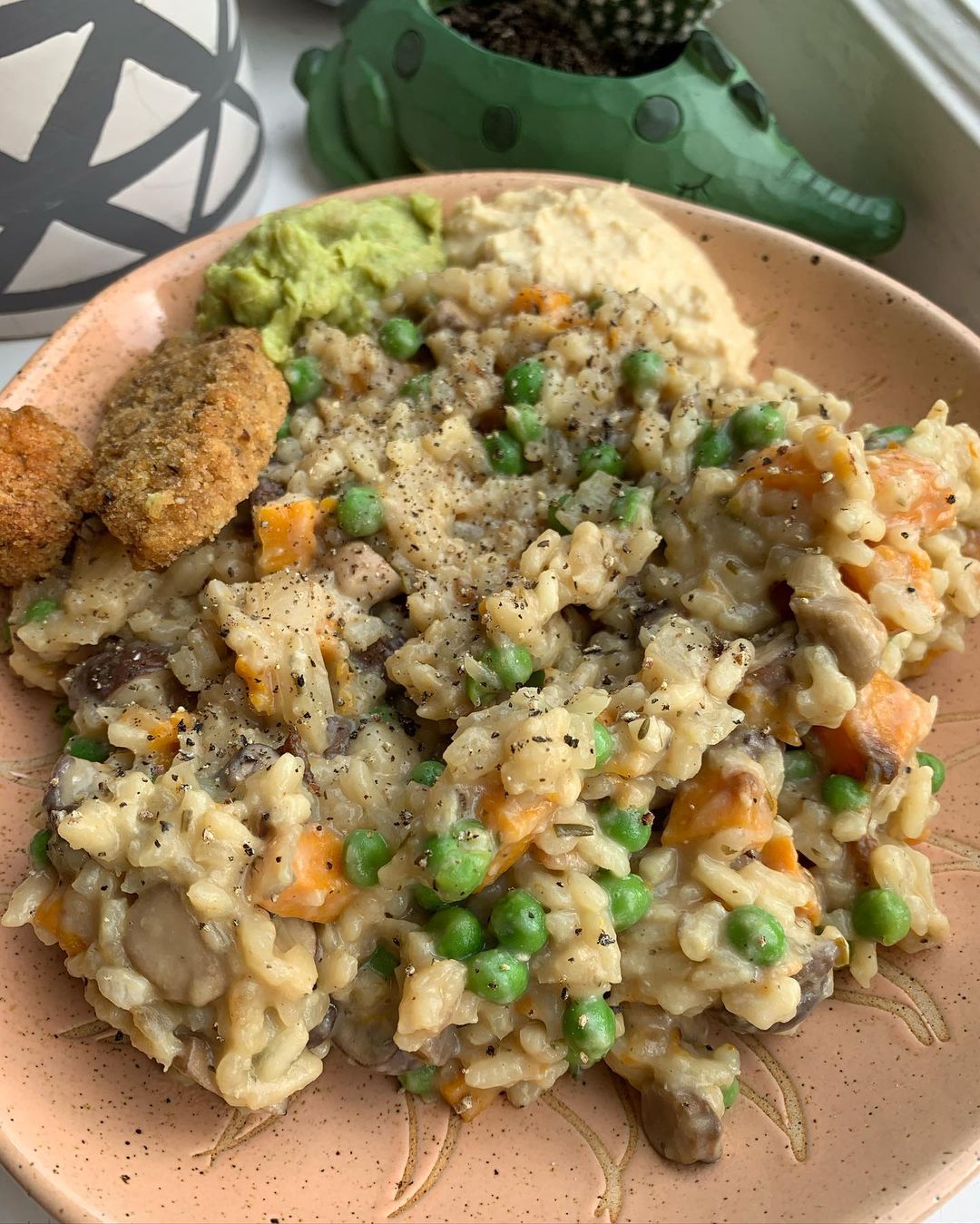 Vegan Butternut Squash Mushroom Pea Risotto