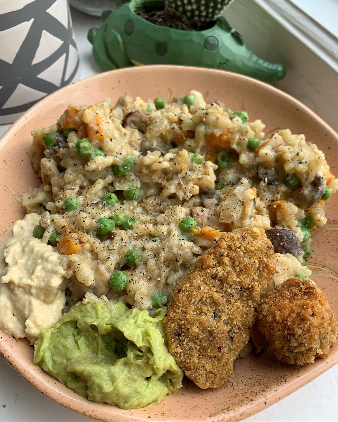 Vegan Butternut Squash Mushroom Pea Risotto