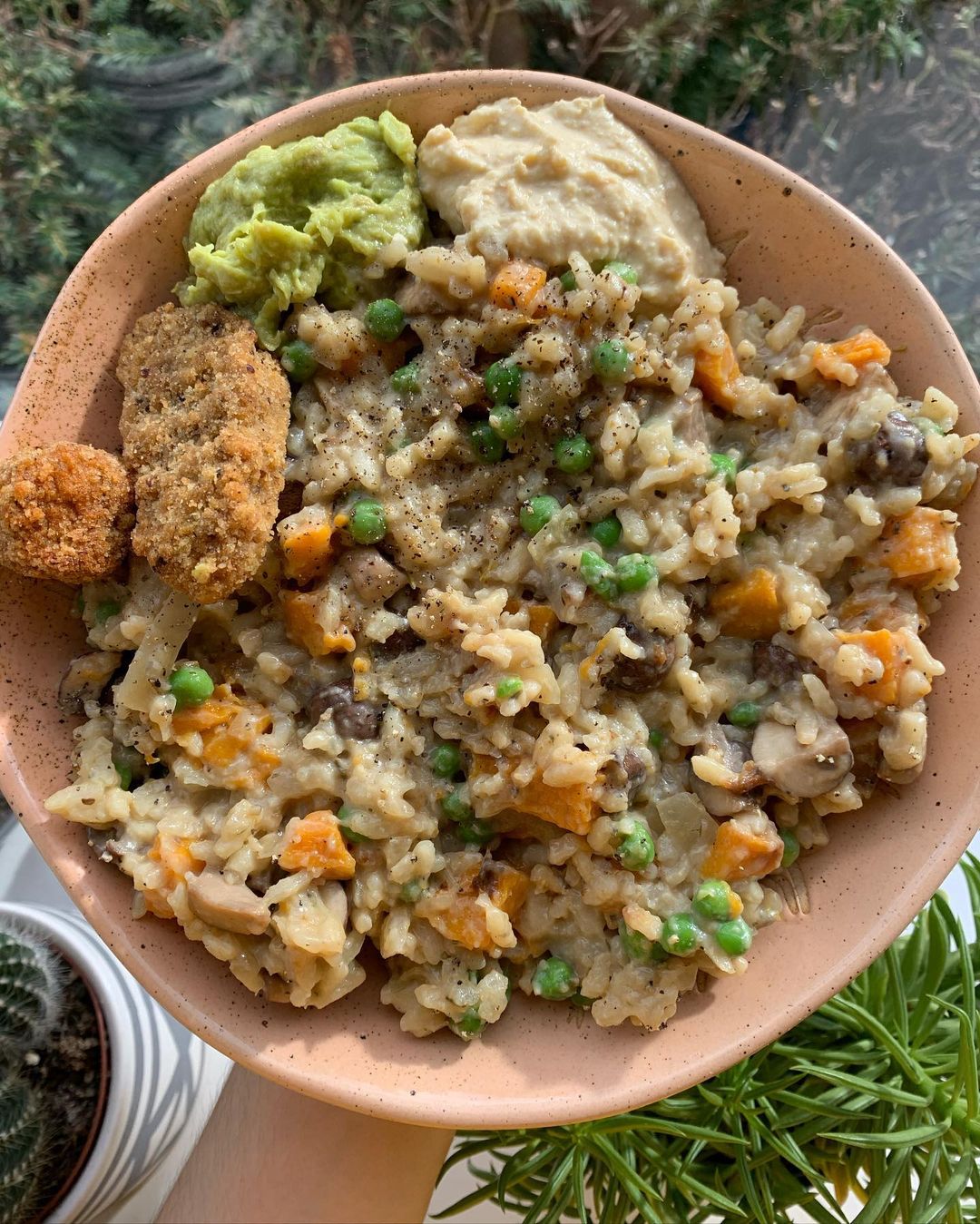 Vegan Butternut Squash Mushroom Pea Risotto
