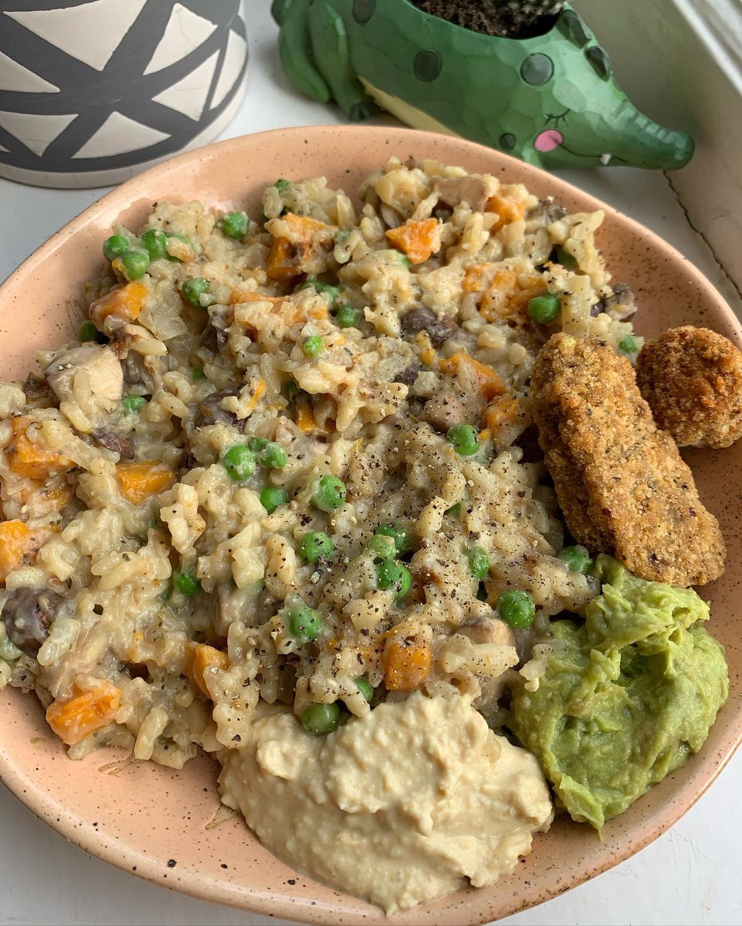 Vegan Butternut Squash Mushroom Pea Risotto