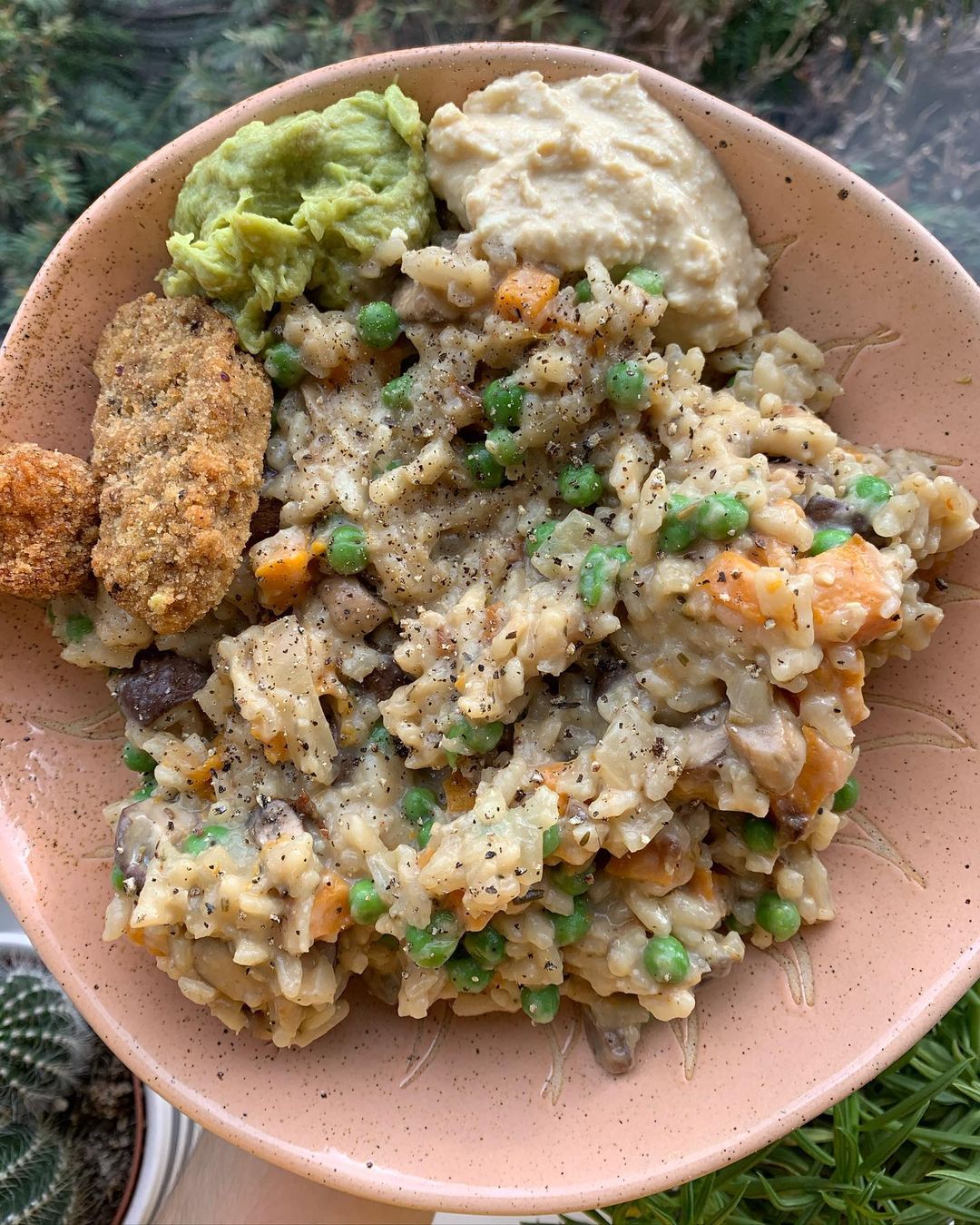Vegan Butternut Squash Mushroom Pea Risotto