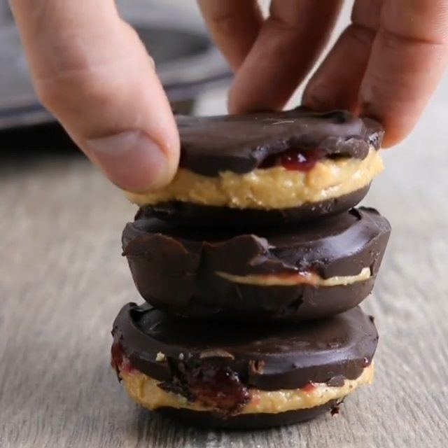 Chocolate Peanut Butter Raspberry Jam Cups