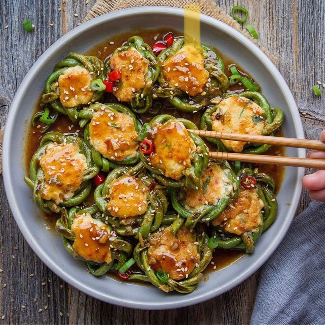 Stuffed Long Beans with Hot Bean Sauce