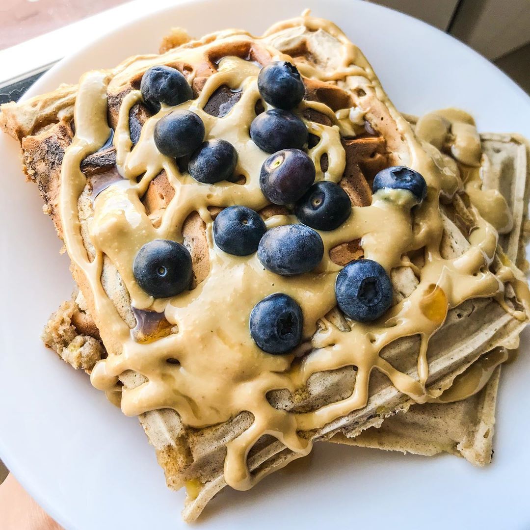 Homemade Spelt Flour Waffles with Banana