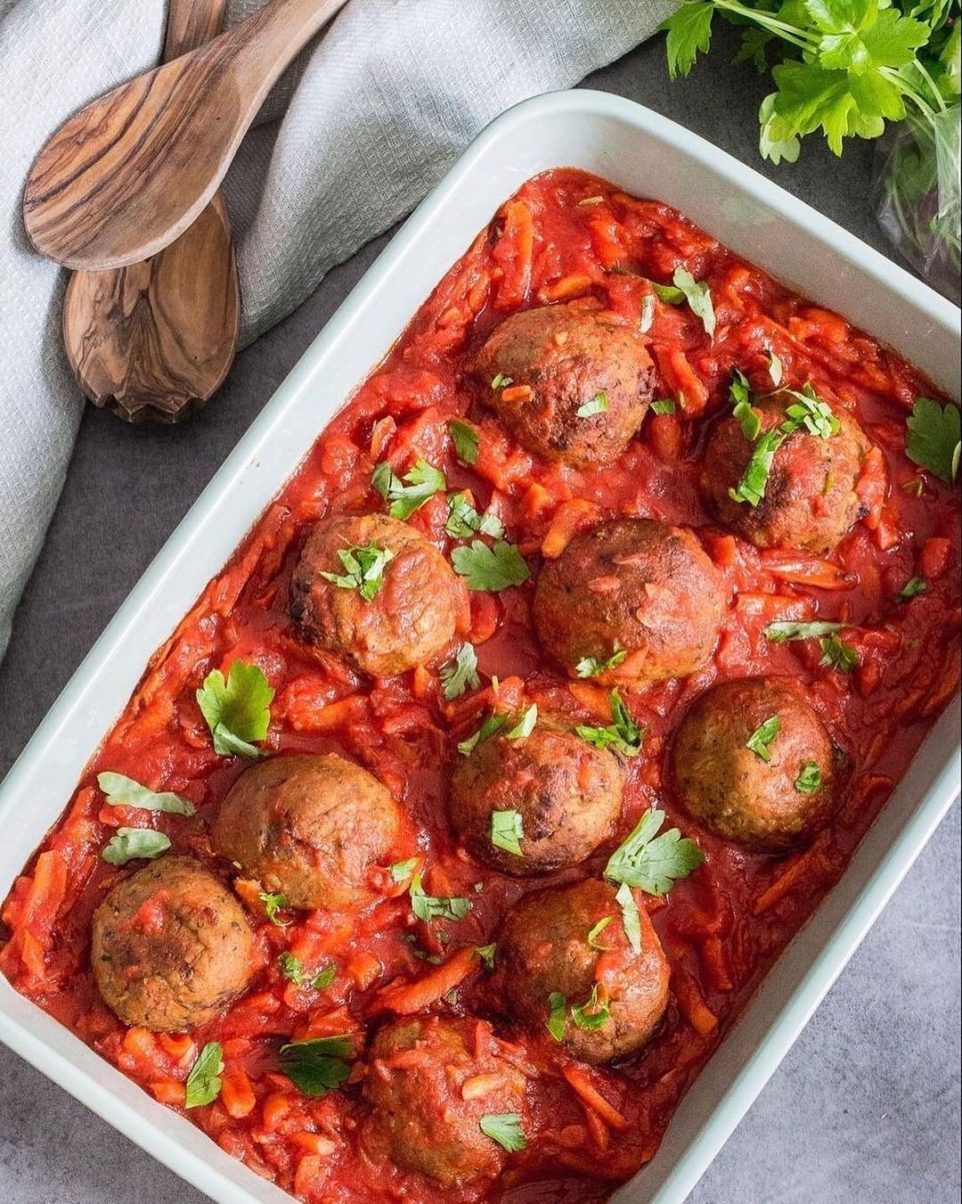 Vegan Meatballs with Tomato Sauce and Rice