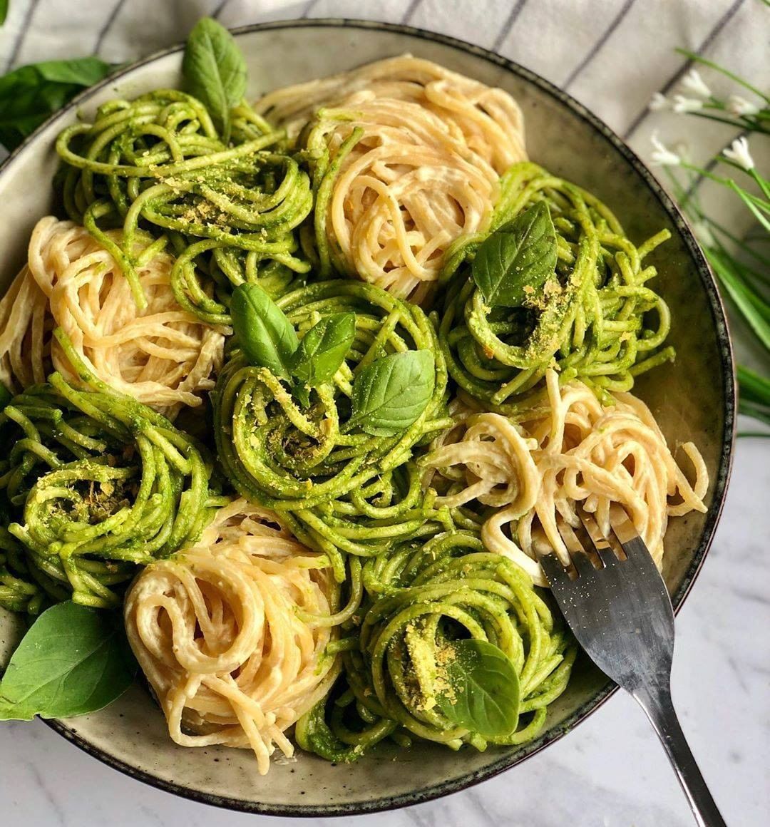 Vegan Creamy Cashew Sauce and Basil Pesto