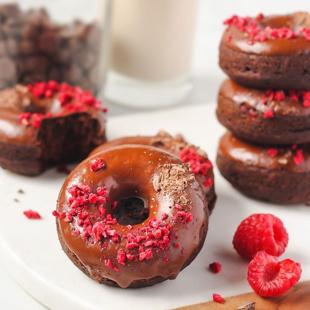 Vegan Chocolate Raspberry Donuts