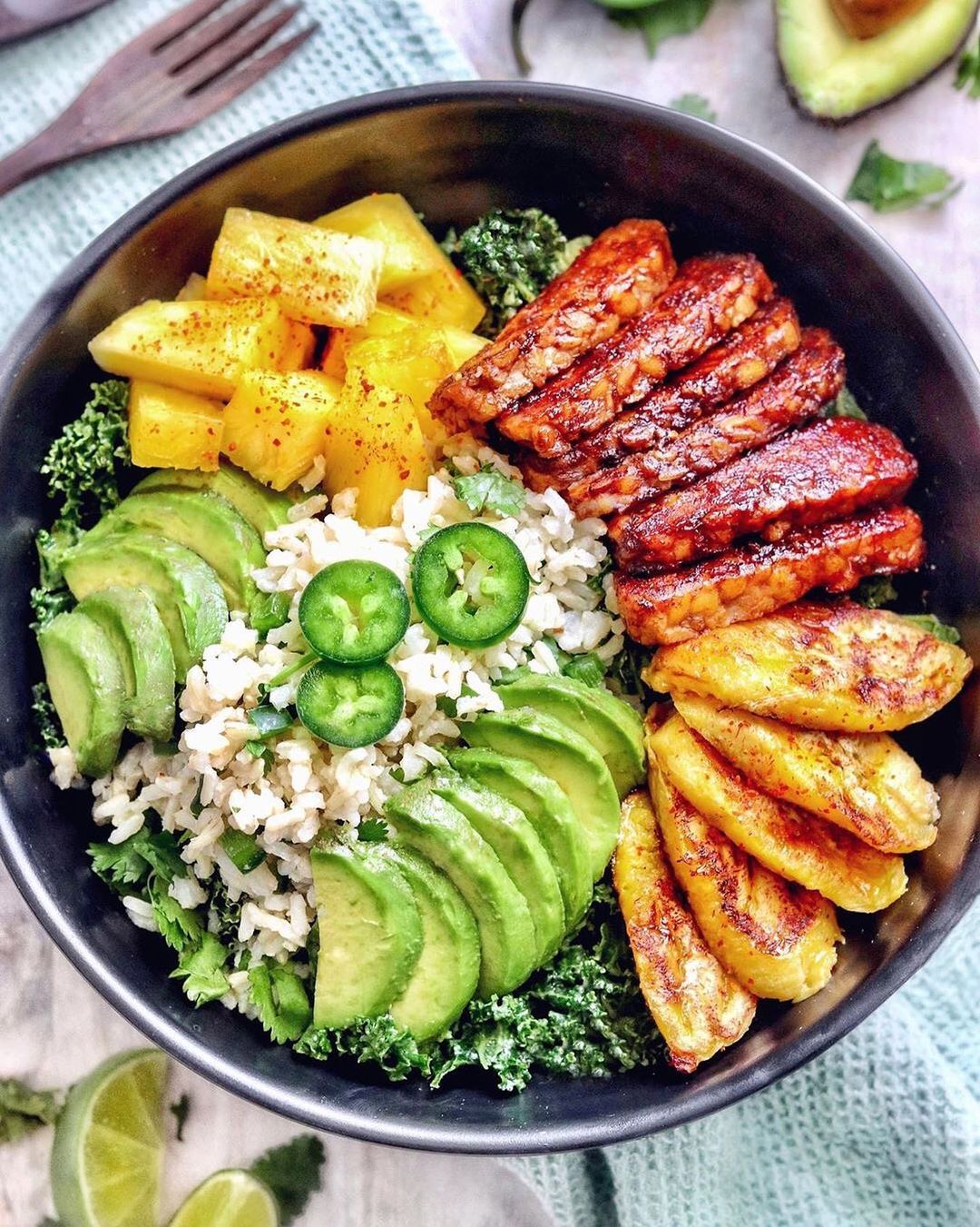 Healthy Nourish Bowl with Tempeh and Plantains