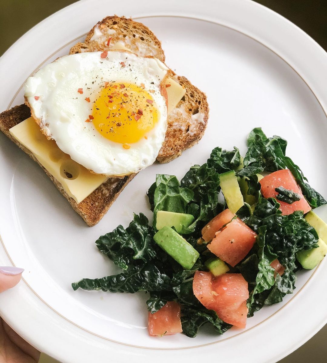 Simple Healthy Breakfast with Veggie Salad