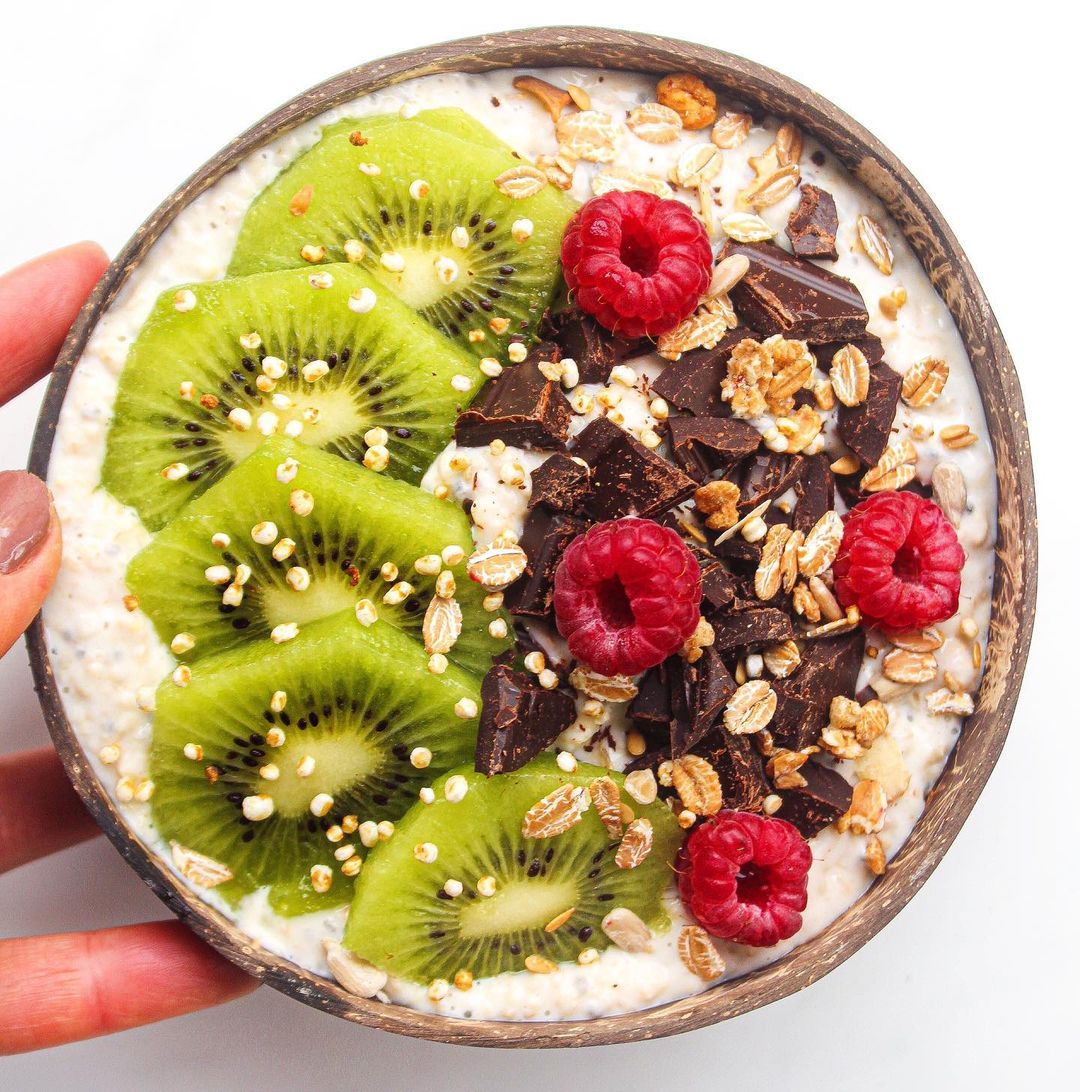 Colorful Spring Overnight Oats Breakfast Bowl
