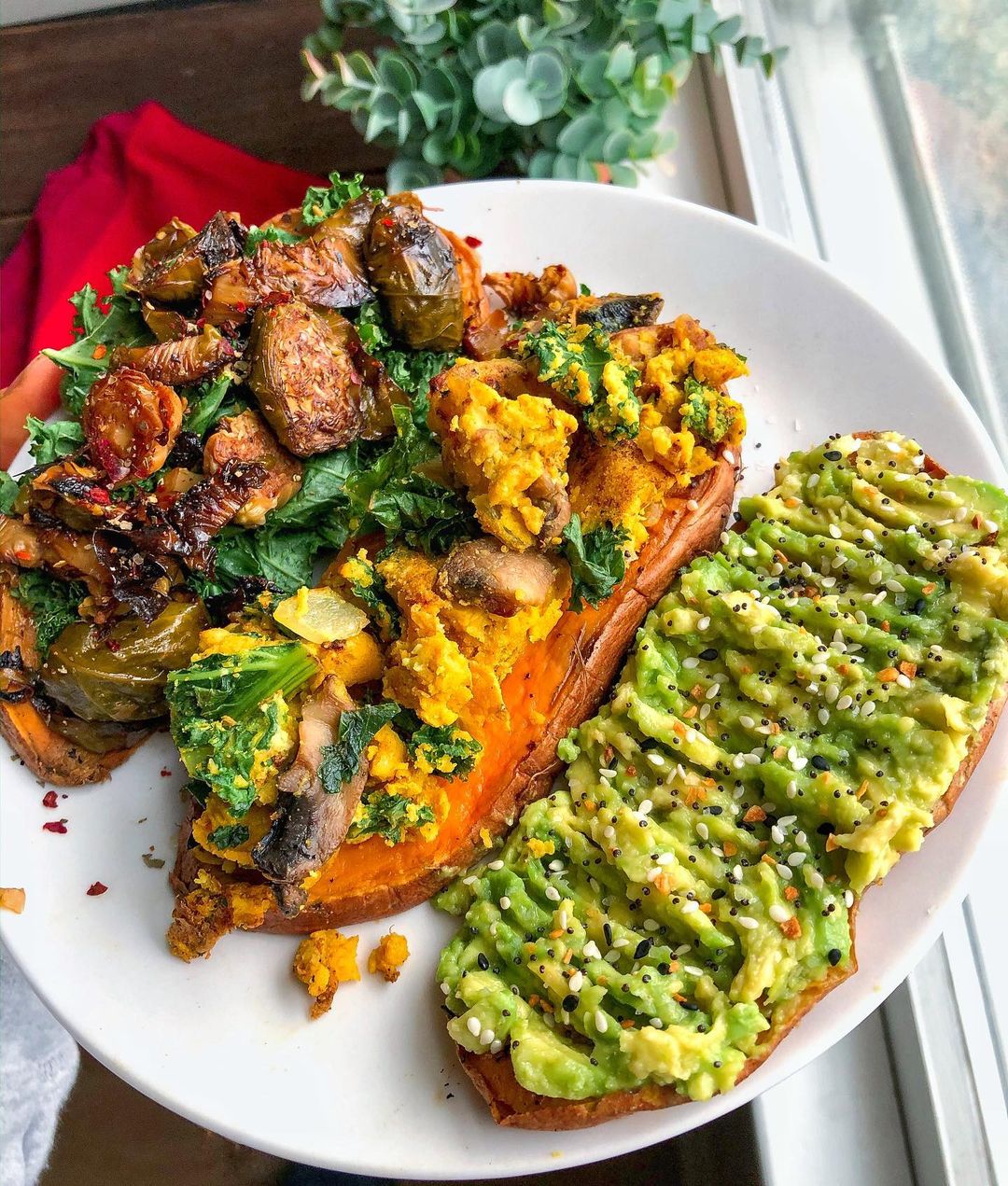 Sweet Potato Toasts with Chickpea Scramble and Avocado