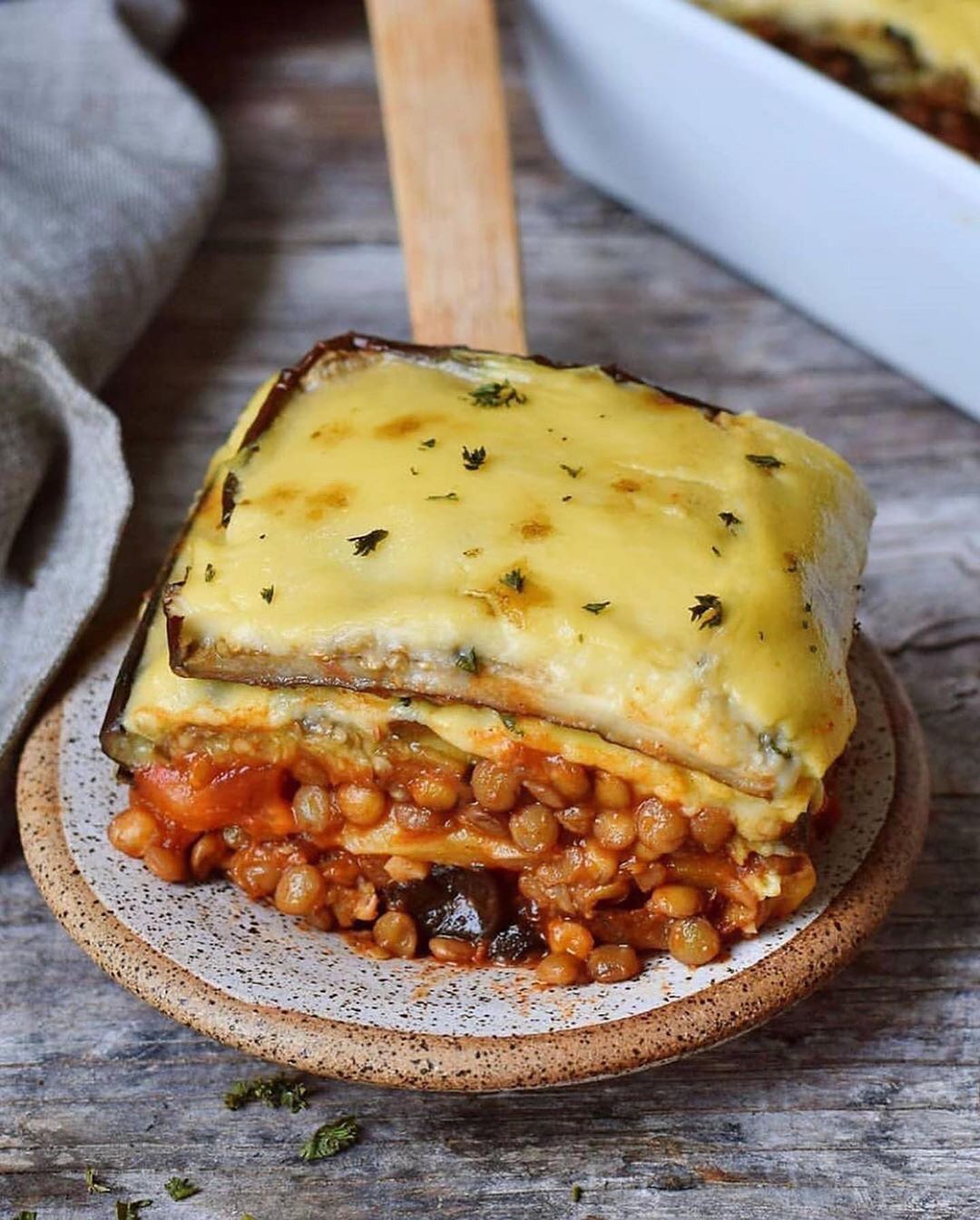 Vegan Lentil Moussaka with Eggplant and Potatoes